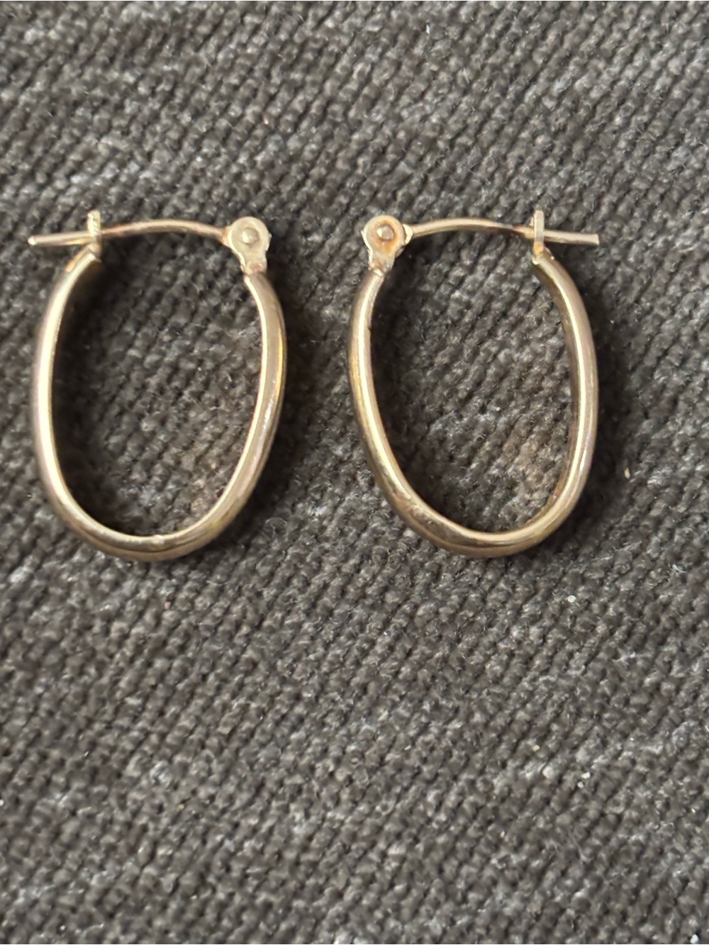 14K 585 YG Oval Hoop Earrings Real Yellow Gold Fine Jewelry